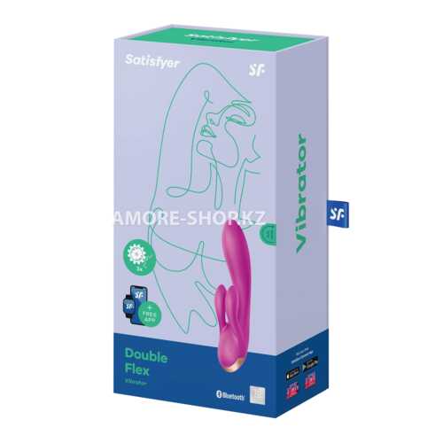 Вибратор с клиторальным стимулятором Satisfyer Double Flex Connect App лиловый 1