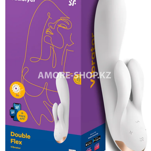 Вибратор с клиторальным стимулятором Satisfyer Double Flex Connect App белый 1