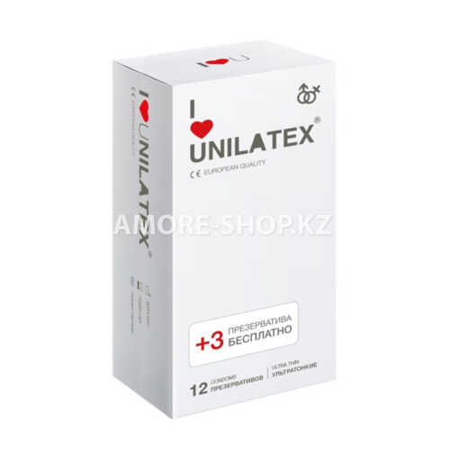 Презервативы Unilatex UltraThin/ультратонкие, 12 шт. + 3 шт. в подарок 1