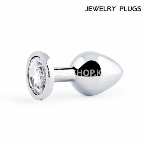 SILVER PLUG MEDIUM (втулка анальная), L 82 мм, D 34 мм, вес 90г, цвет кристалла бесцветный, арт. SM- 2