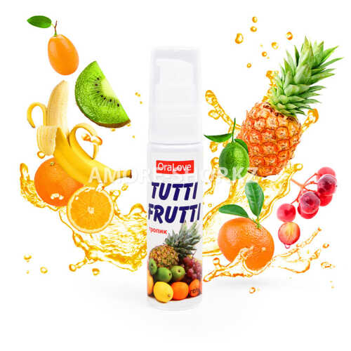 Съедобная гель-смазка TUTTI-FRUTTI для орального секса со вкусом экзотических фруктов 30г 1